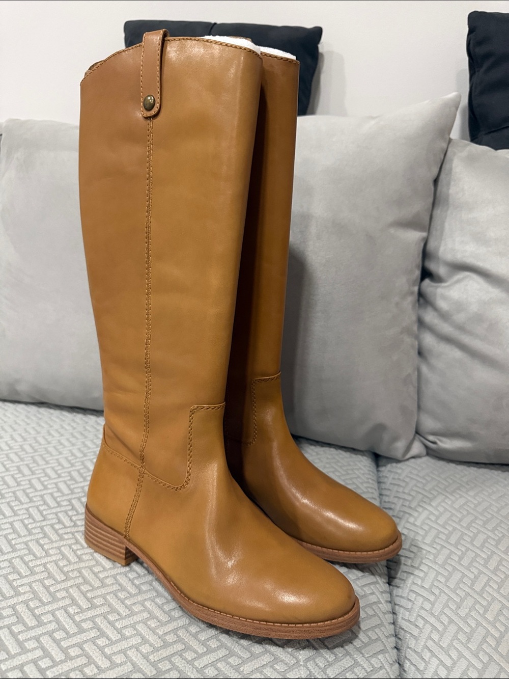INC International Concepts Amber Really Leather Cognac Tall Boots Size 9.5